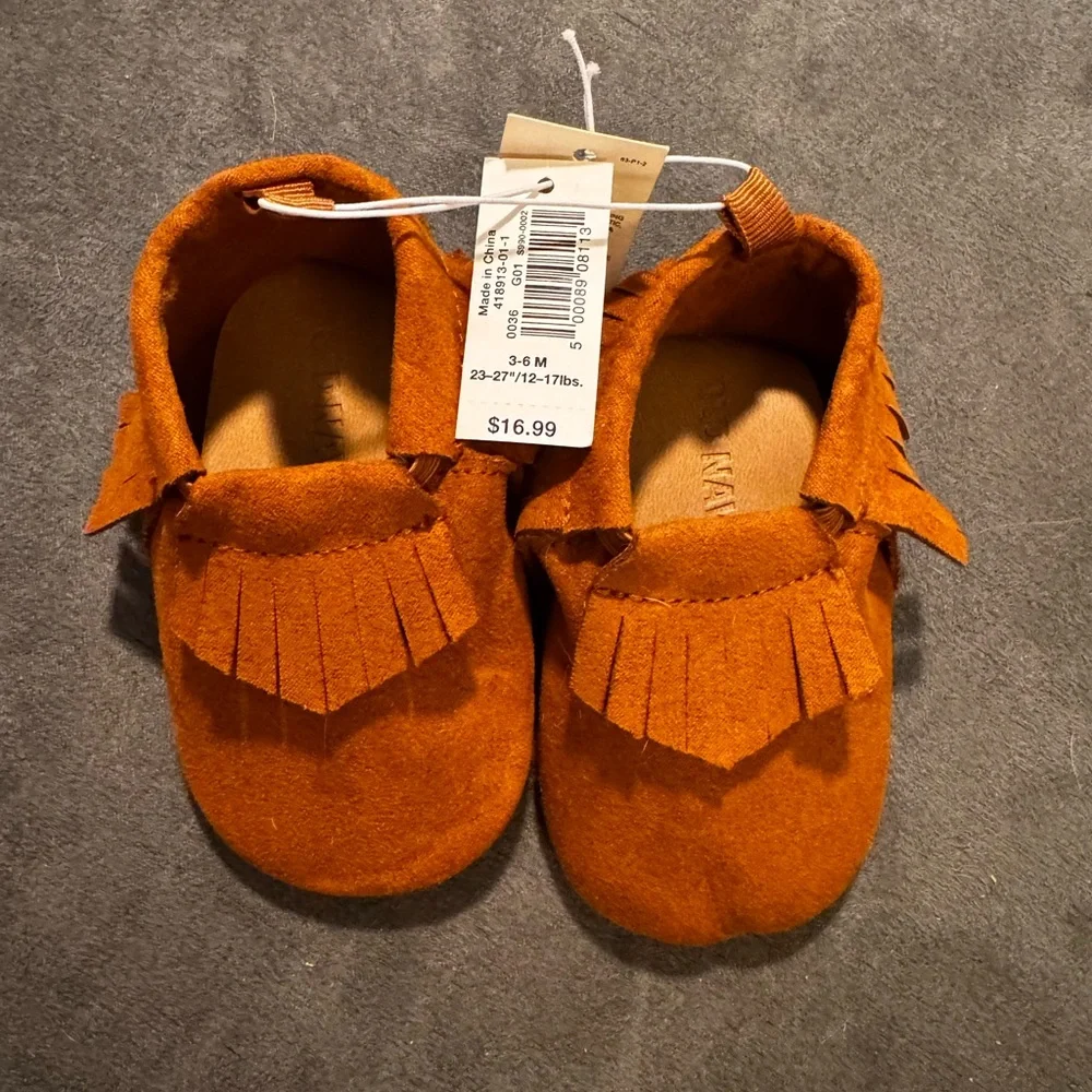 Old Navy Tan Moccasins with Fringe Detail - Picture 2 of 5
